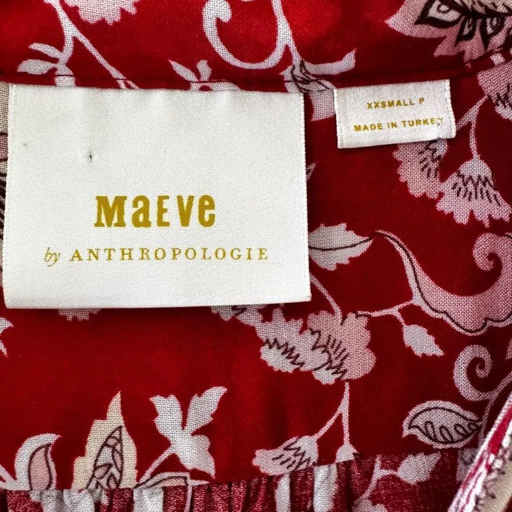 Anthropologie Maeve Melina Maxi Dress Bohemian Long Sleeves SZ XXS  # 2453 - Image 8