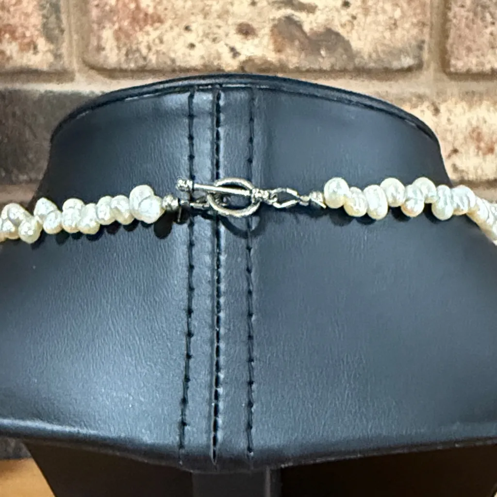 Vintage pearl necklace with Sterling silver 925 Calia Lily Pendant White - Image 4