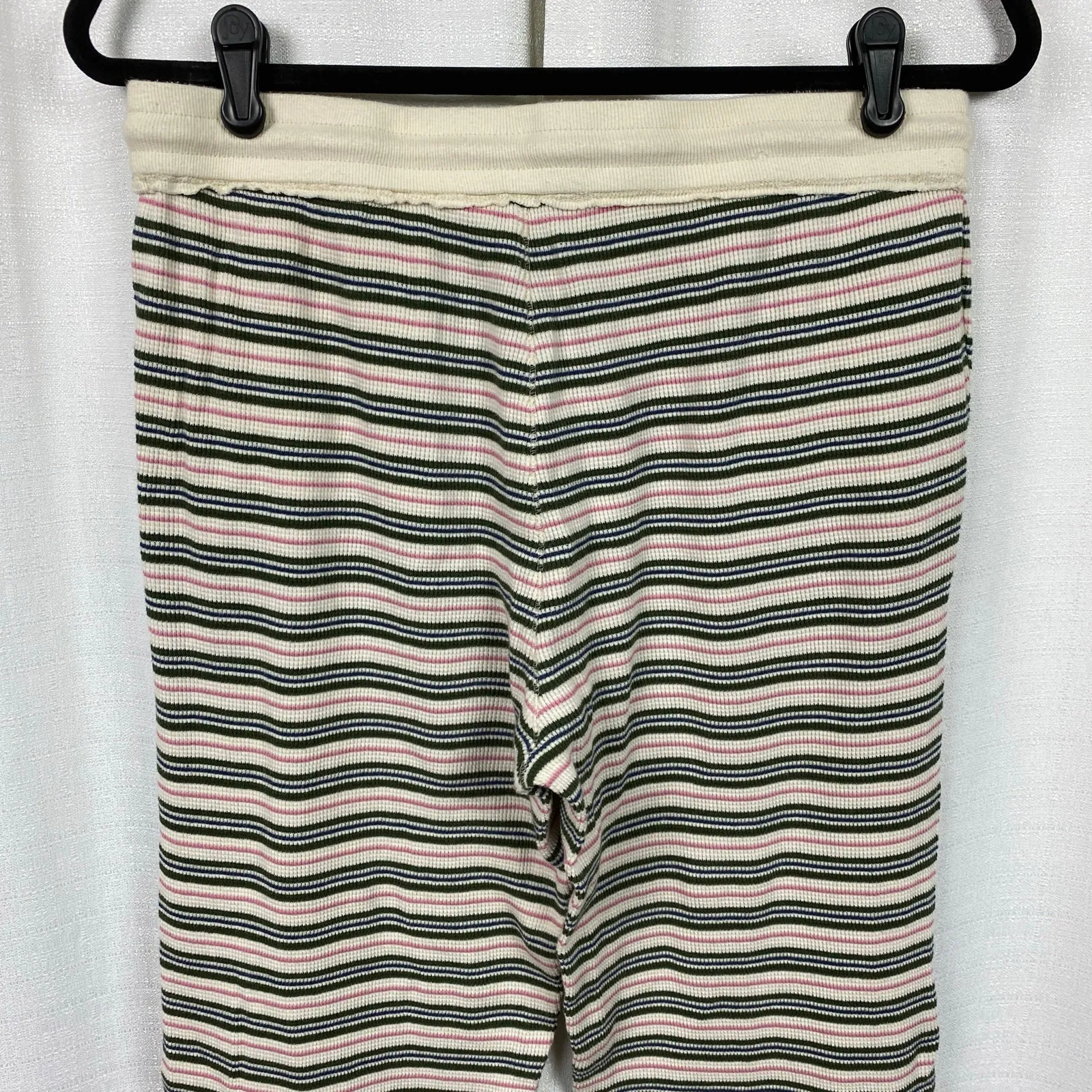 Sundance Cream Green&Pink Stripe Dina Waffle Knit Sleep Pants Sz.S - Image 9