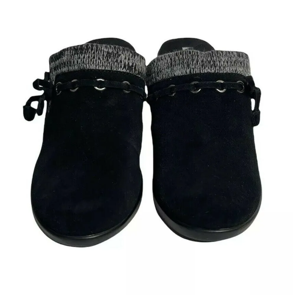 Womens White Mountain Water Resistant Black Suede Clogs with Sweater Collar 6.5 - Image 8