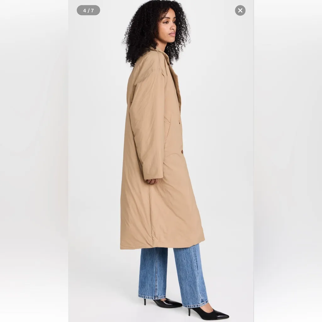 Good‎ American Puffed Nylon Robe Coat in Good Khaki oversized Size XXS/XS - Image 2