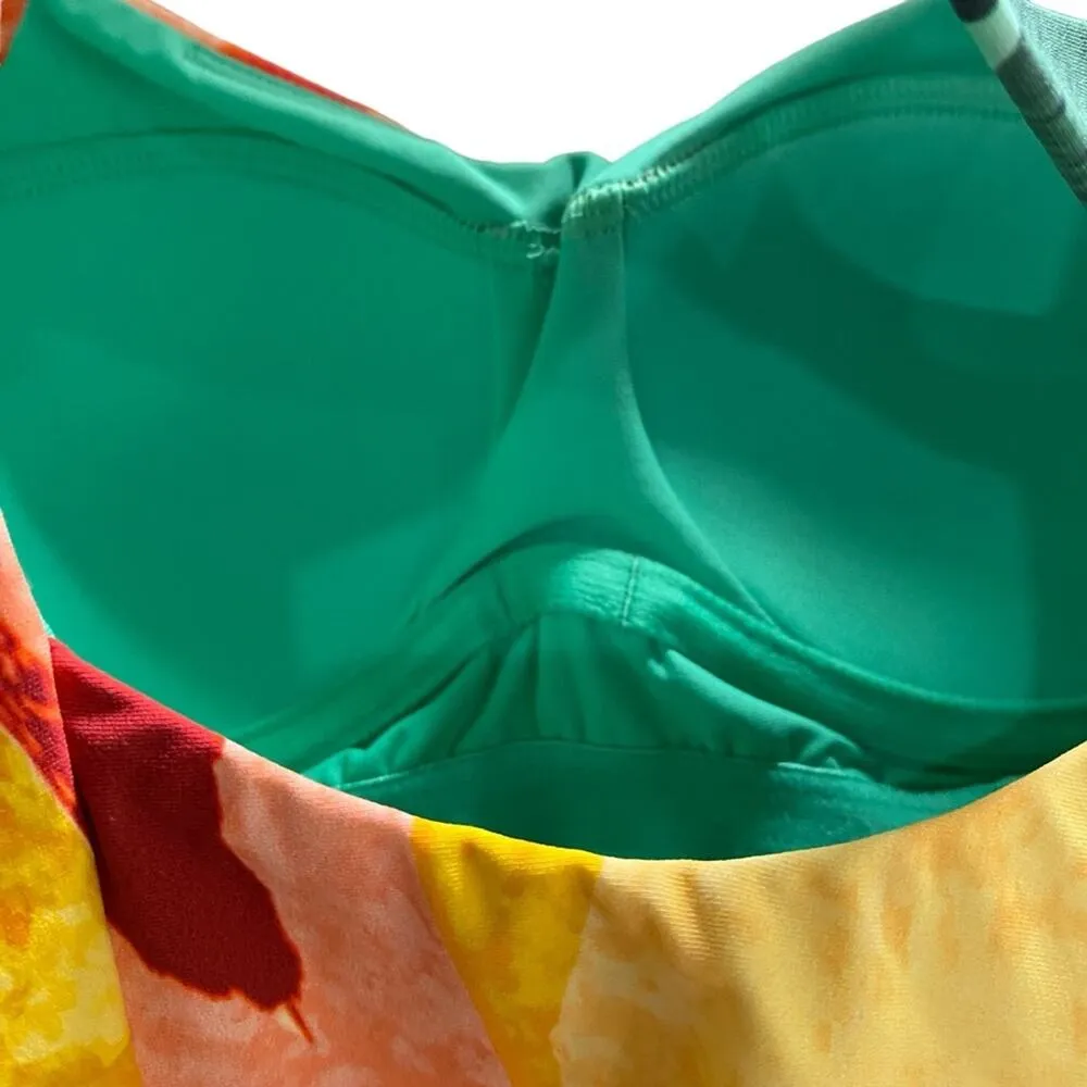 Calia NWTs Power Support Tankini Top Painterly Floral Print size XS UPF 50+ Yellow - Image 7