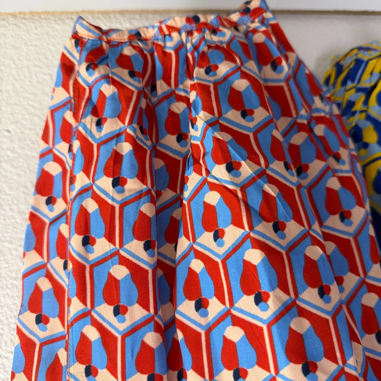 Farm Rio Cashew Mixed Scarf Print Pants Womens XS Orange Balloon Boho Colorful - Image 8