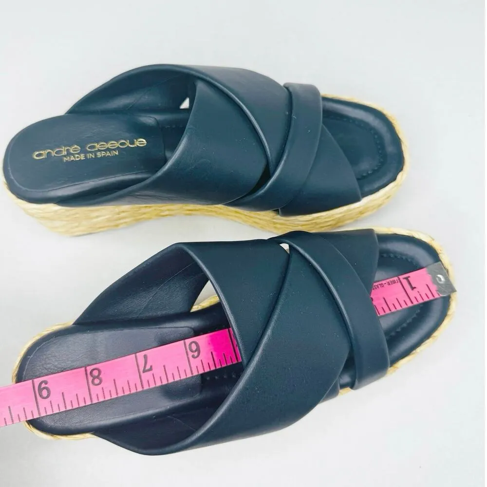 Andre Assous Calesa Crossover Strap Slip on Espadrille Sandals in Navy size 38 Blue - Image 4