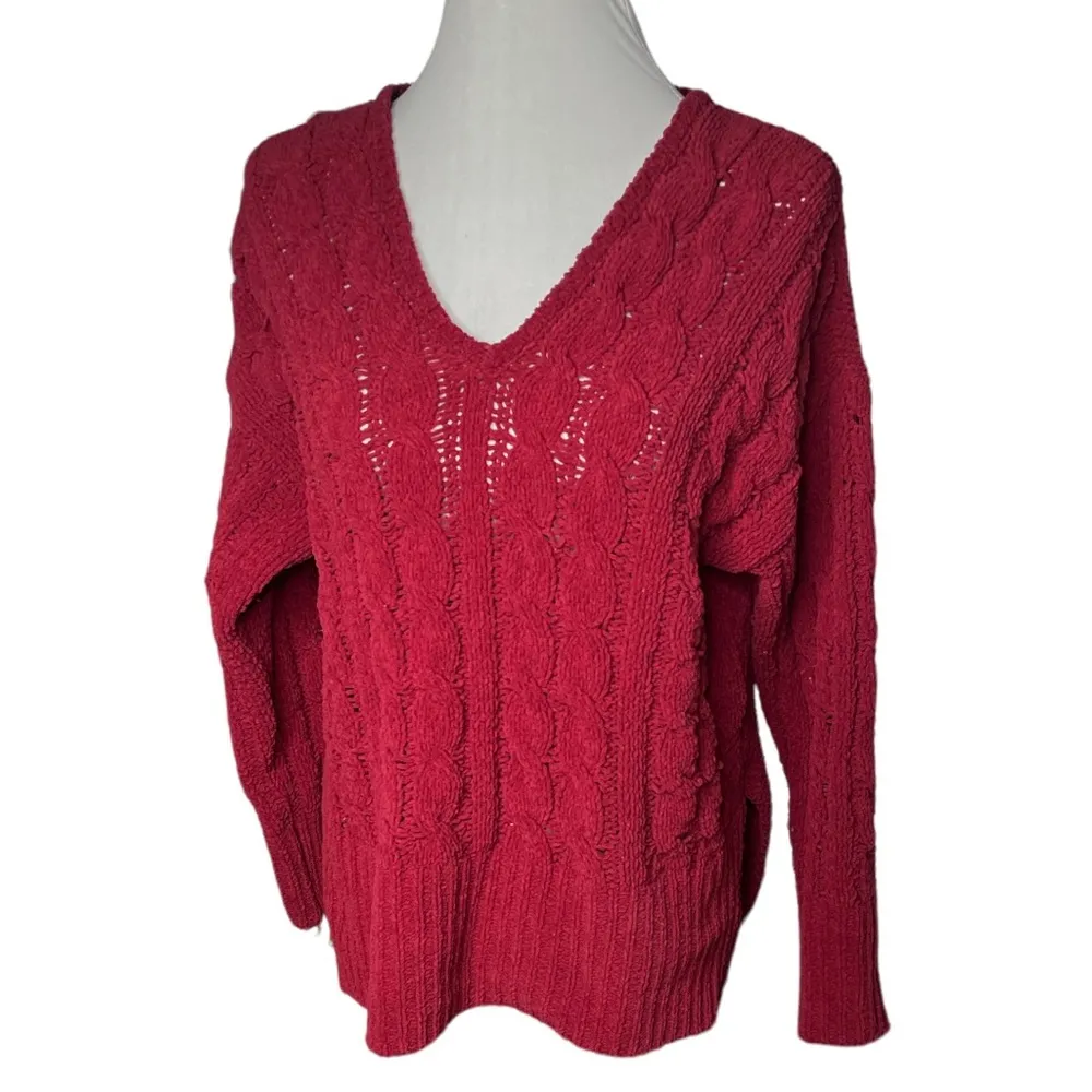 Ethereal  Cable Knit Sweater Red Maroon Size Large - Image 8