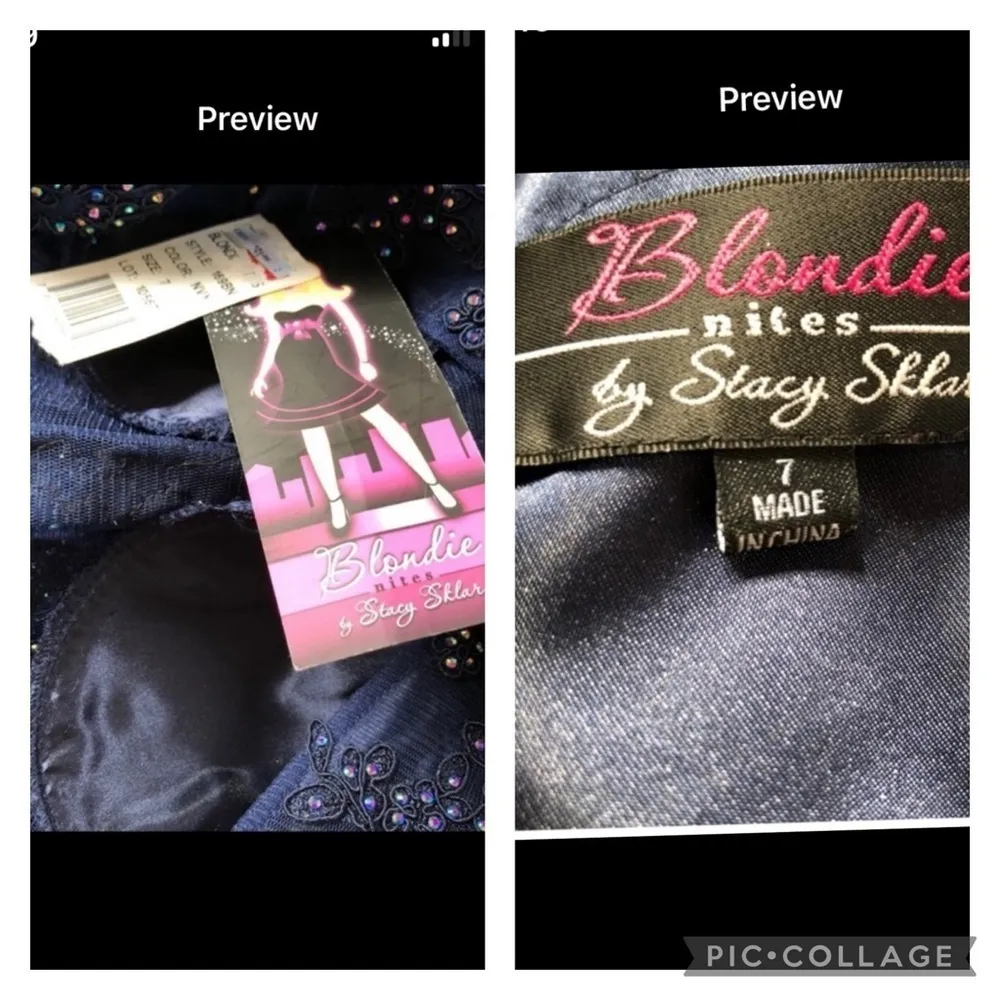 NWT Blondie Nites Dress Rhinestone Illusion Evening Prom 7 Blue Cocktail Party - Image 16
