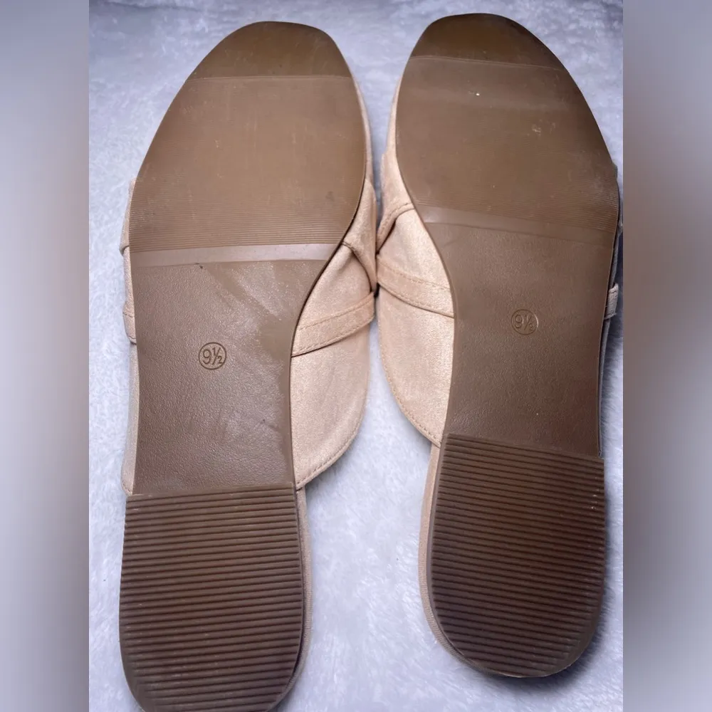 LAICIGO Women's Flat Mules Closed Square Toe Backless Slip on Suede Loaf… Size 9.5 - Image 8