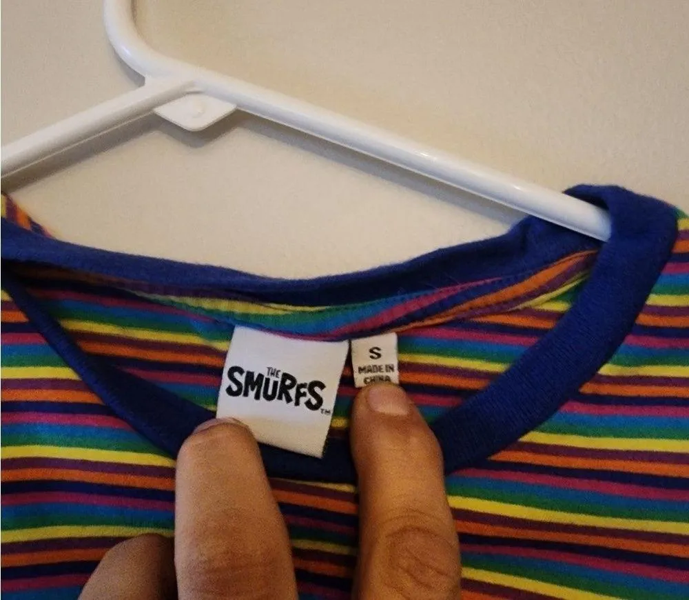 Womens striped smurfs shirt size small - Image 4