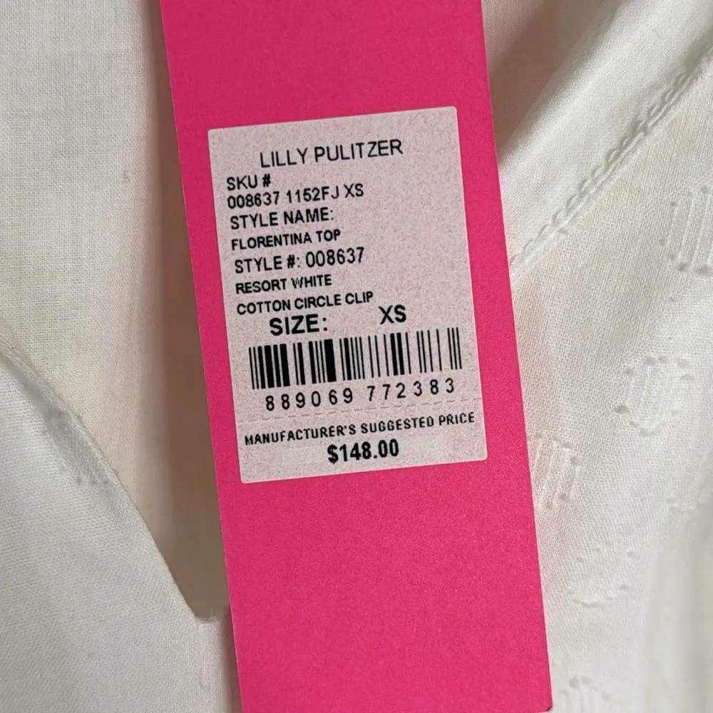Iilly Pulitzer ladies florentina top resort white cotton circle clip blouse XS - Image 9