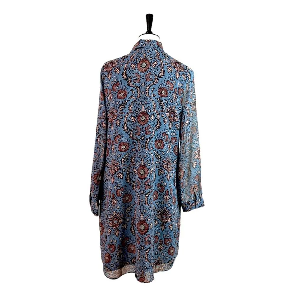 Cabi Women’s Dress #3295 Provincial Long Sleeve V-neck Blue Paisley Size Medium - Image 4