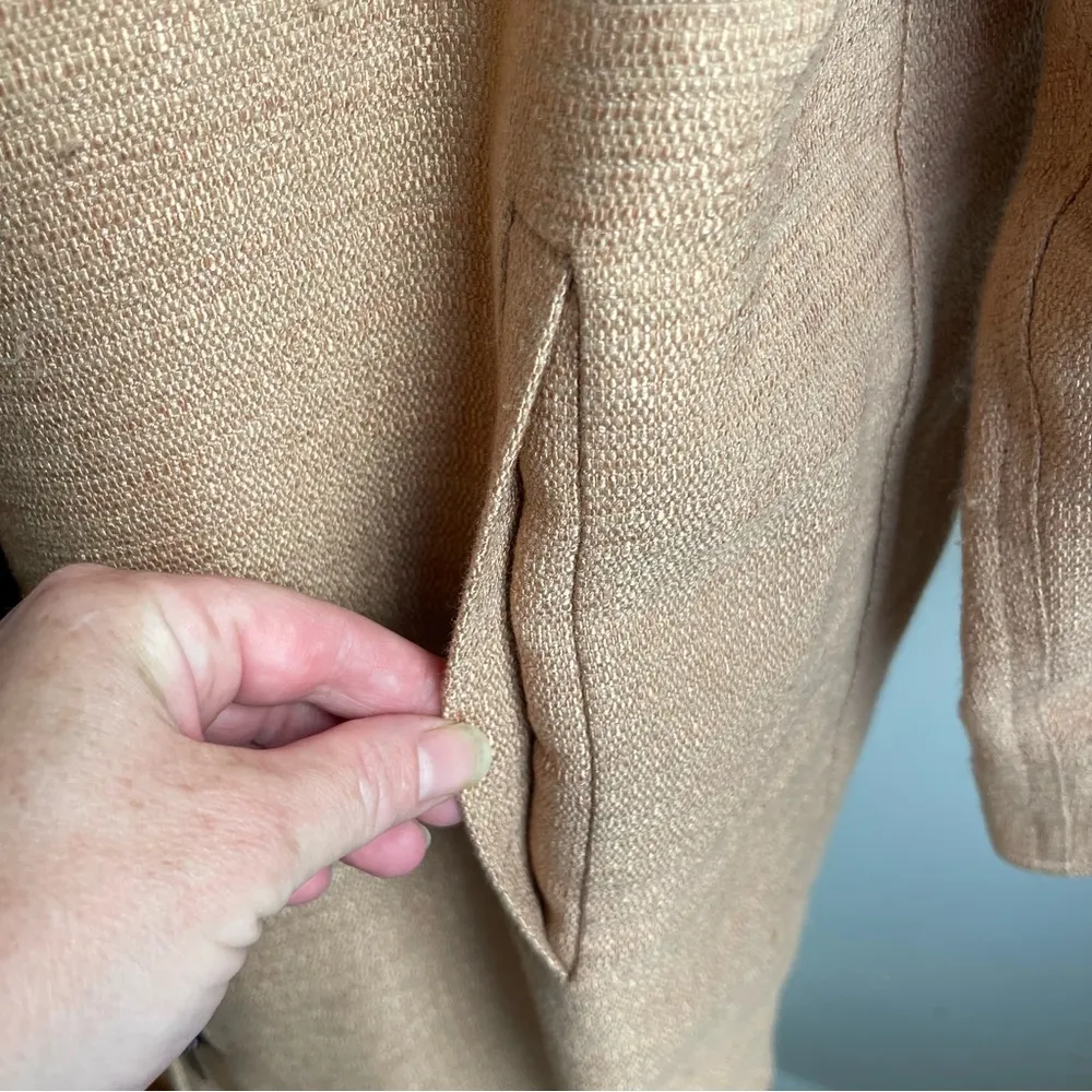 Vintage 90s DKNY Donna Karan Made In Italy Linen Blend Zip Jacket Beige Medium - Image 5