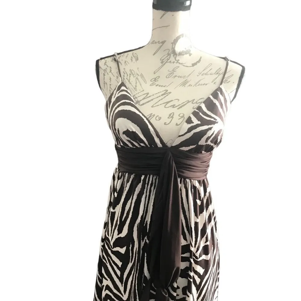 APNY Brown and White Zebra Striped Mini Dress Medium - Image 8