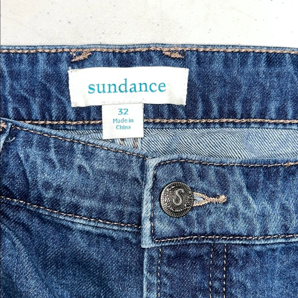 Sundance Size 32/14 Blue Denim Button Fly Greta Wide Leg Trouser Jeans - Image 6