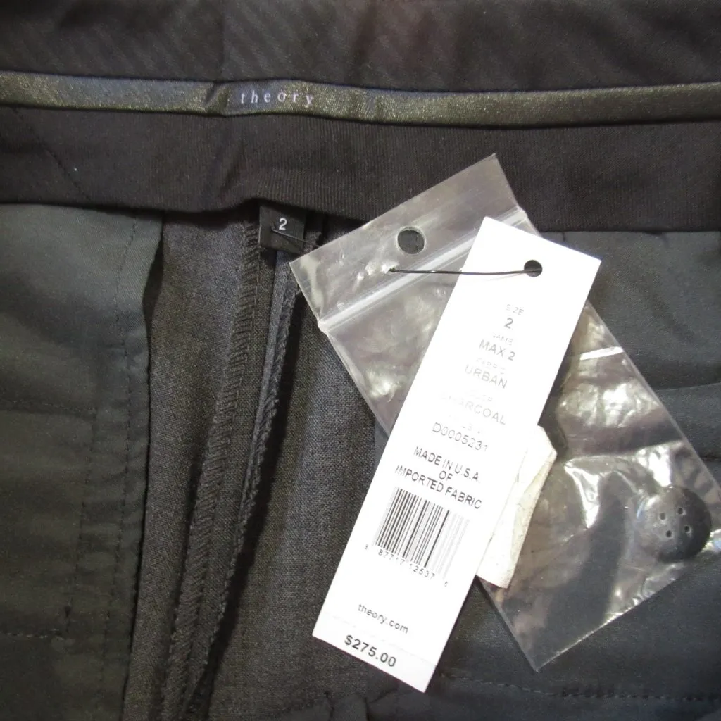 NWT THEORY Max 2 Urban in Charcoal Gray Stretch Wool Flare Trouser Pants 2 x 34 - Image 4