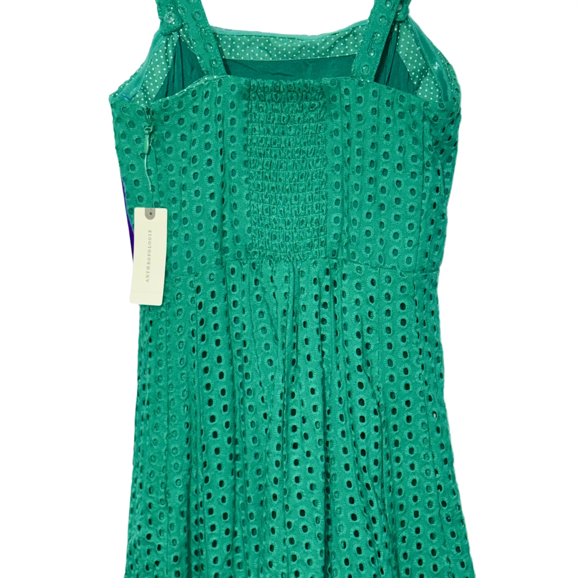 NWT Anthropology Maeve Green Cotton Ruffle Long Sleeveless Maxi Dress Size 0 - Image 3