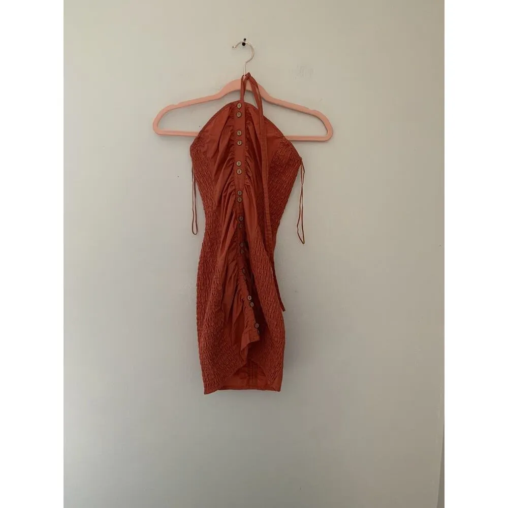 Free People Hold On Halter Mini Solid Red XS - Image 5
