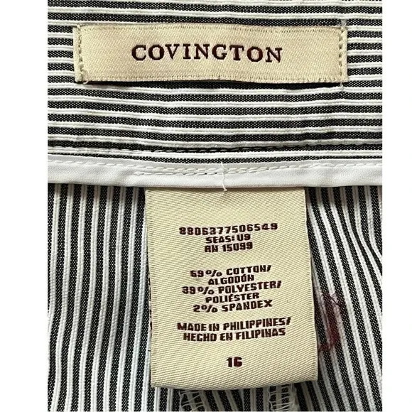 COVINGTON PINSTRIPE SEERSUCKER BLUE WHITE TROUSER PANTS WOMEN'S SIZE 16 - Image 7