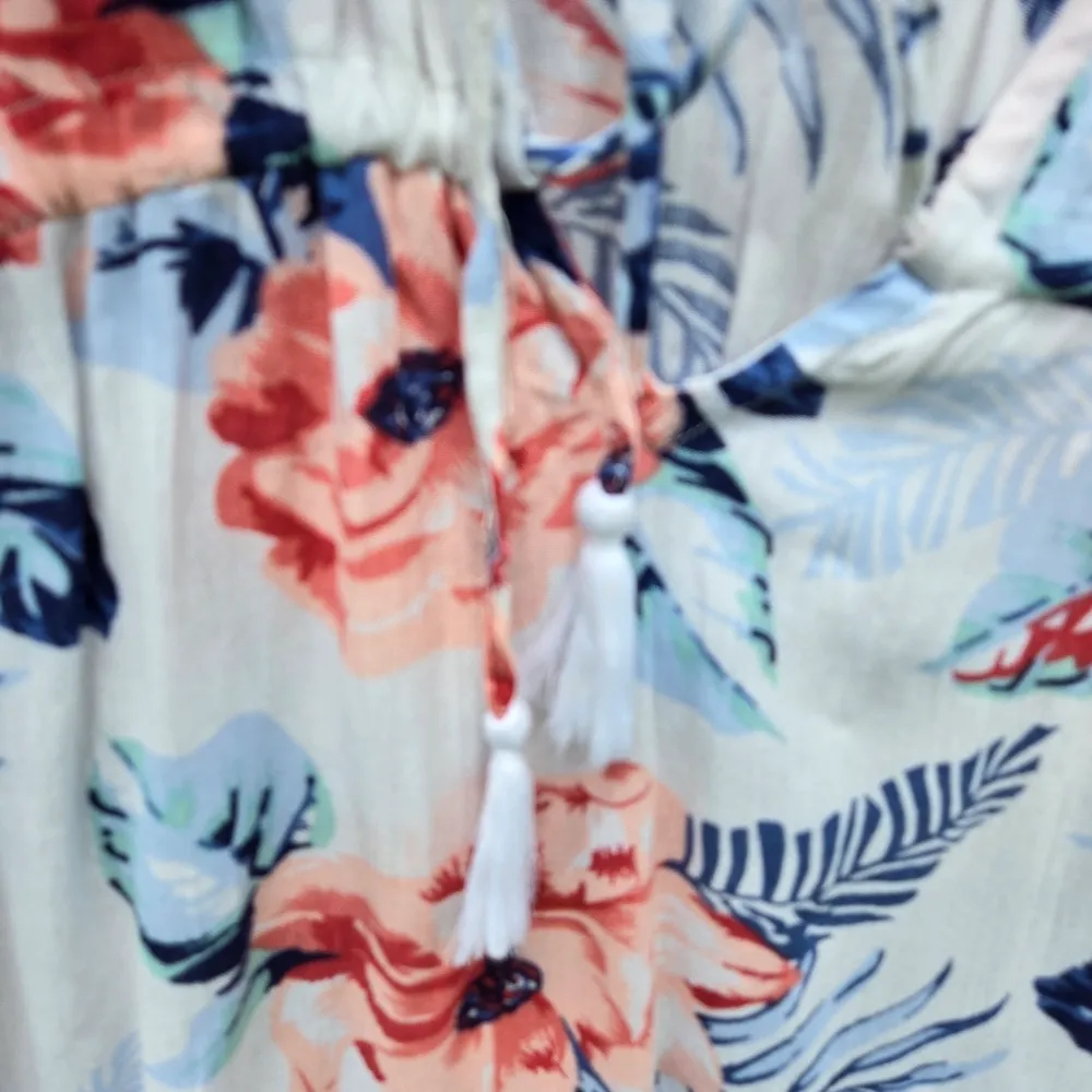 BLUE ISLAND Swim Cover-up Dress  Floral Bohemian Peasant Cottage Prairie Medium - Image 2