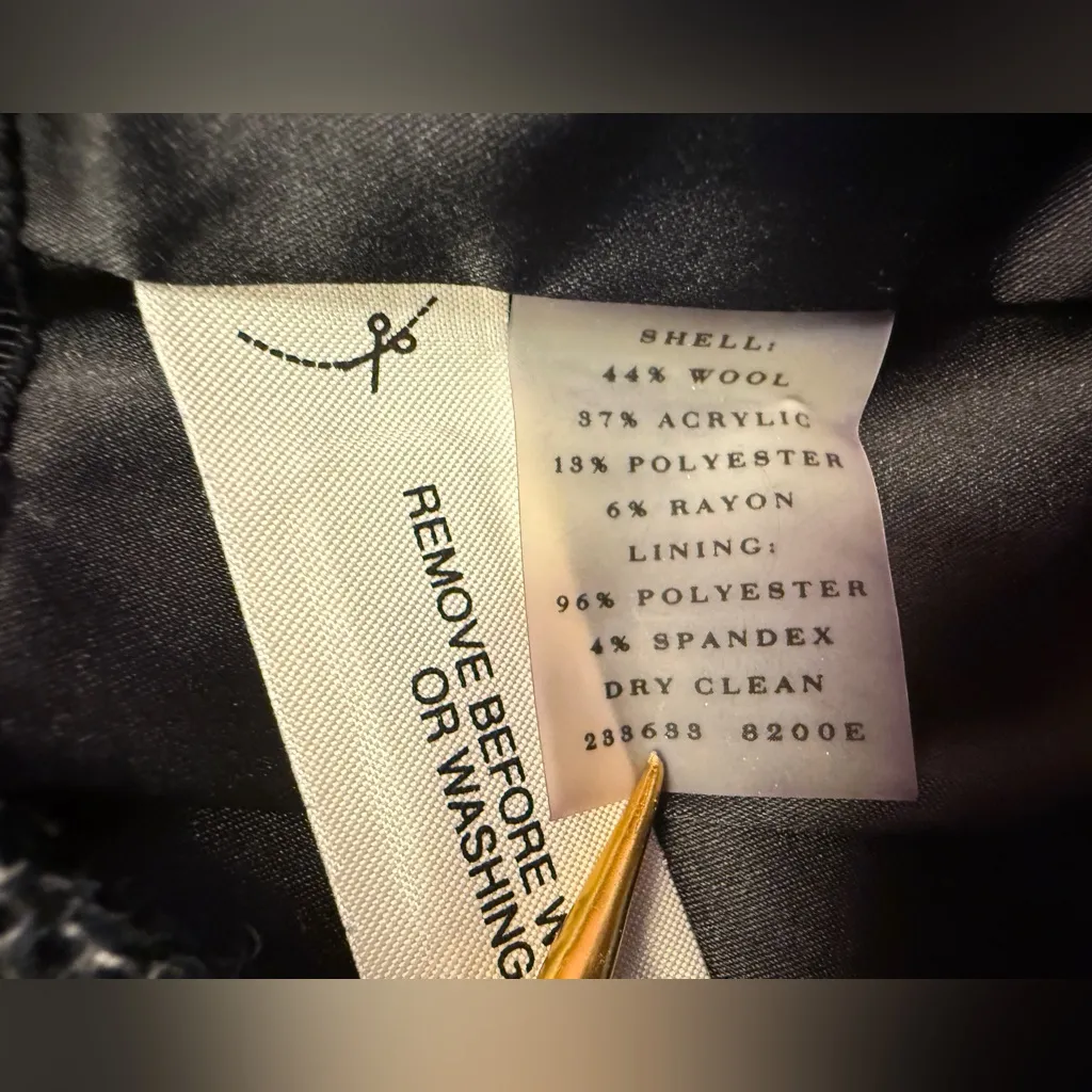 Ann Taylor Women’s Grey Tweed 3/4 Sleeve High Collar Button Up Blazer Jacket - Image 3