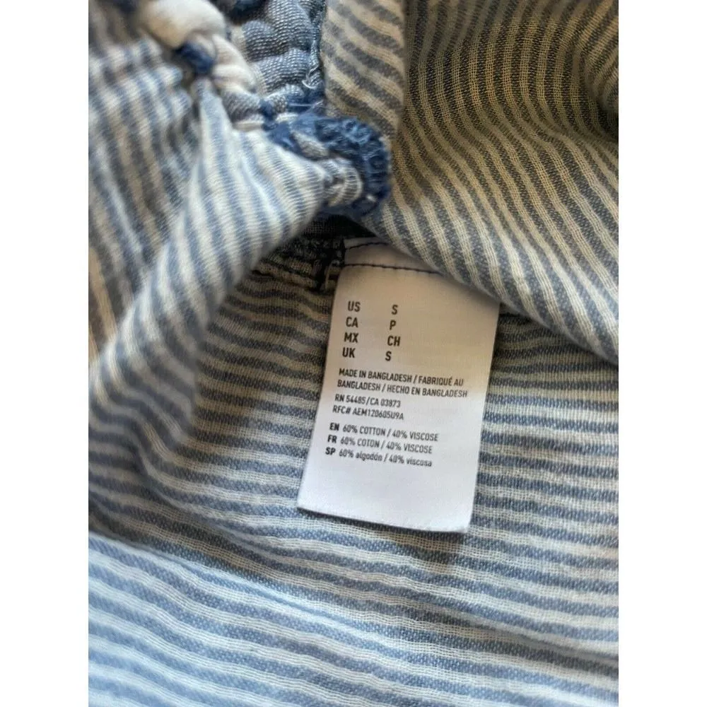 American Eagle Outfitters Shirt Womens Small Button Up Plaid Blue Boyfriend Fit - Image 8