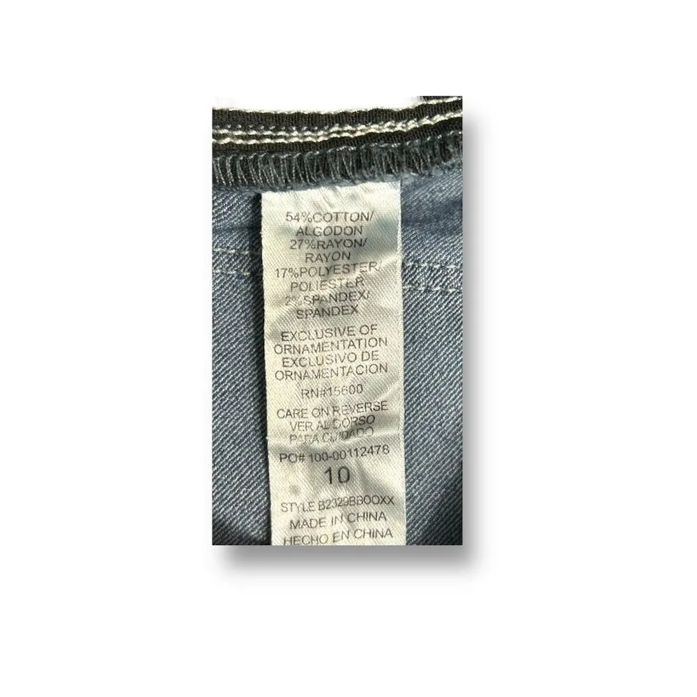Democracy 10 Ab Technology Ankle Jeans Blue Distressed Stretch Frayed Hem Denim - Image 9