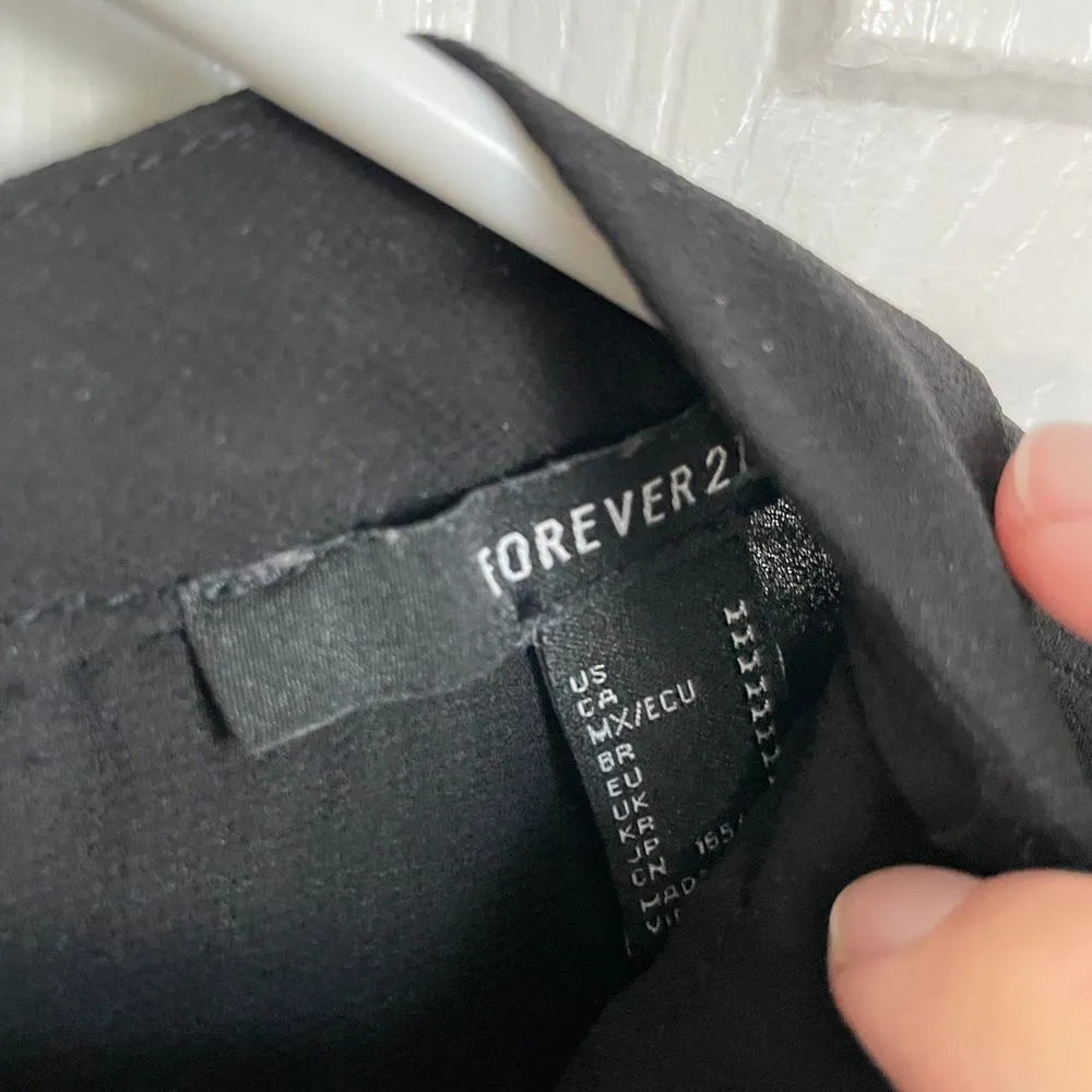 Forever 21 Chiffon Shirred Mock Neck Top black blouse - Image 4