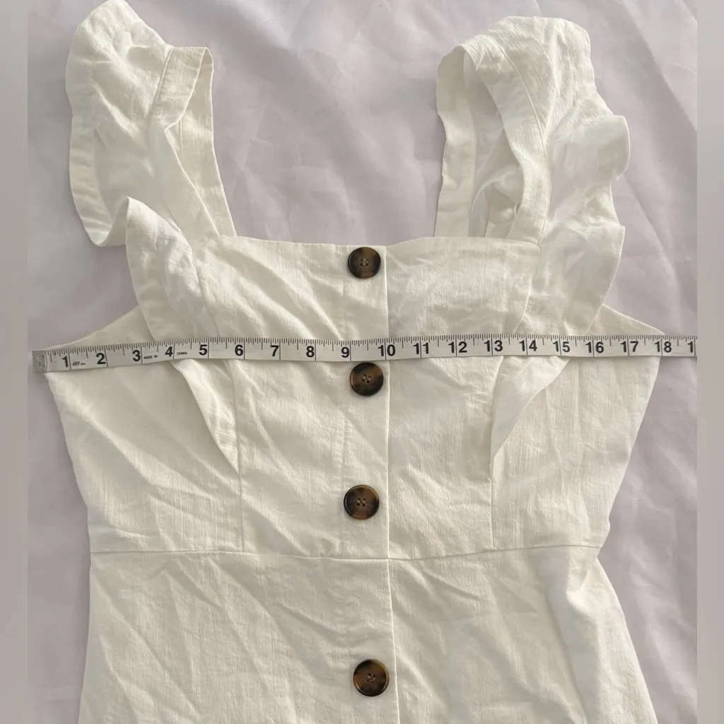 Willow & Root White Ruffle Mini Dress Tie Back Size Large - Image 7