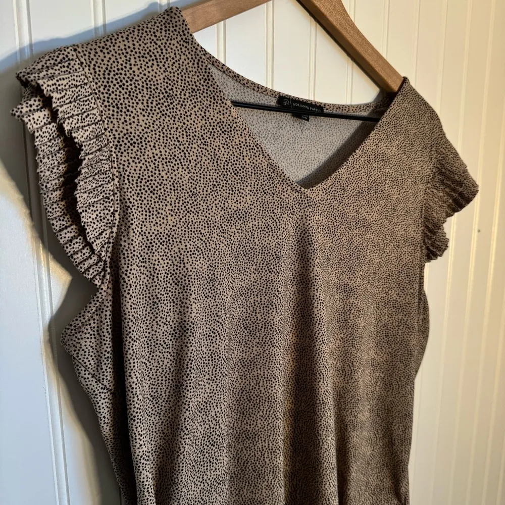 Adrianna Papell Pleated Sleeve Polka Dot Tank Top Women’s Size Medium - Image 2