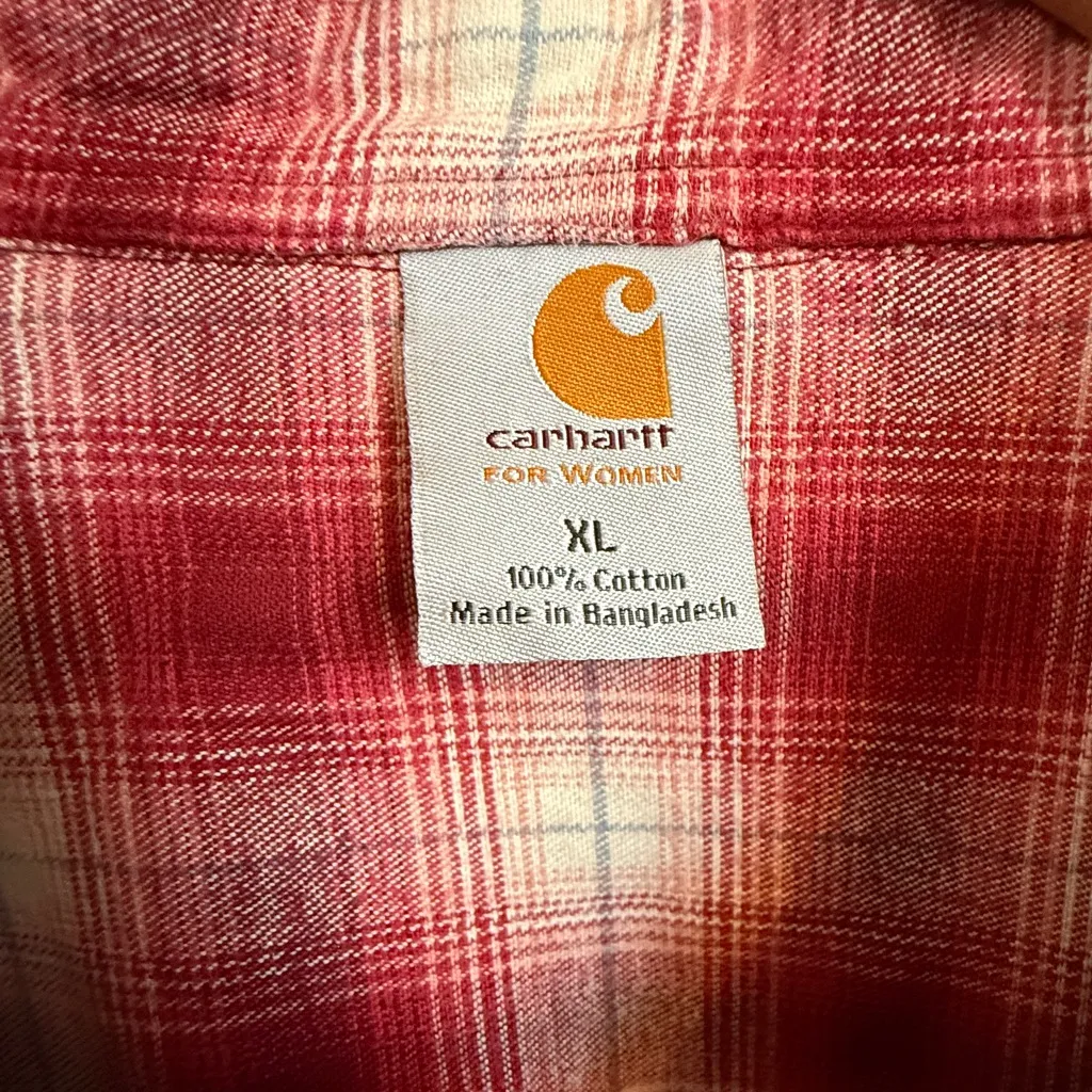 Carhartt Dark Red Womens XL Flannel Lined Canvas Shirt w/ snaps WS006DKR - Image 7