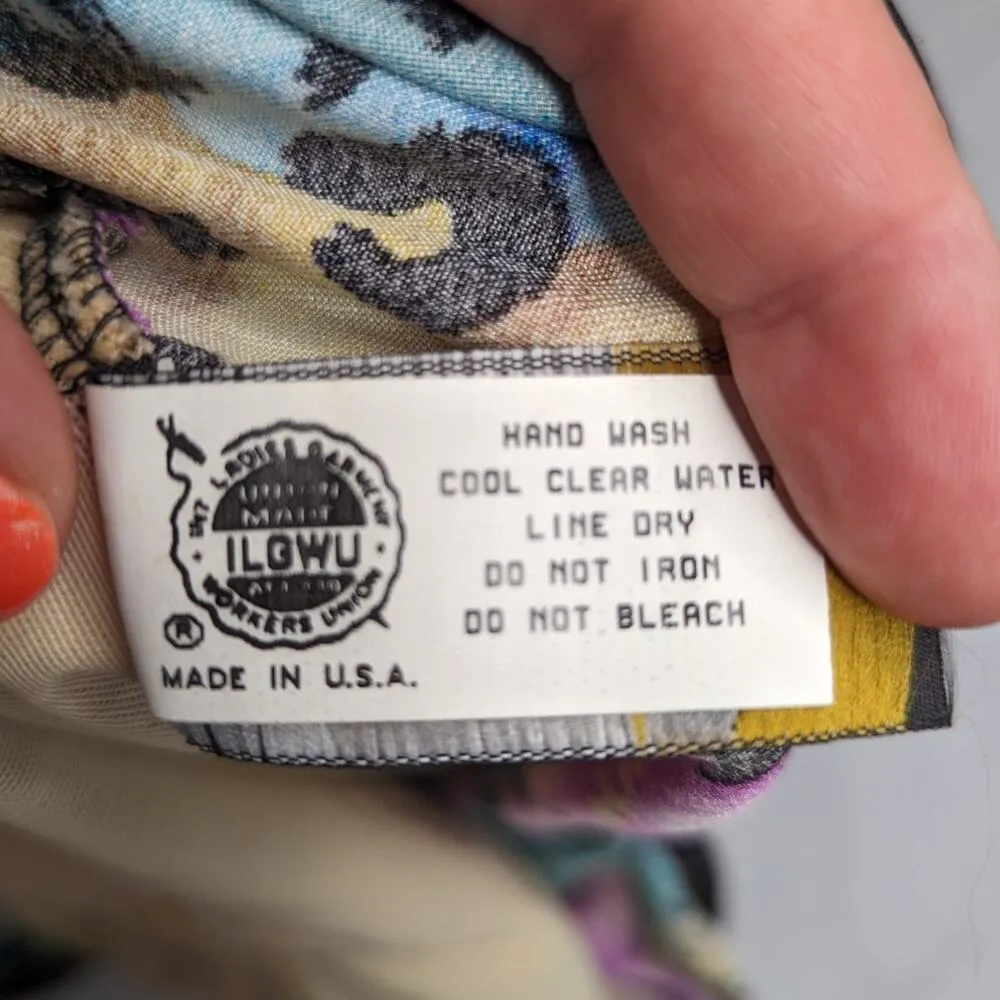 Vtg 1990s Mainstream Purple Teal Floral Leopard Skirted One Piece Swimsuit 14 - Image 6