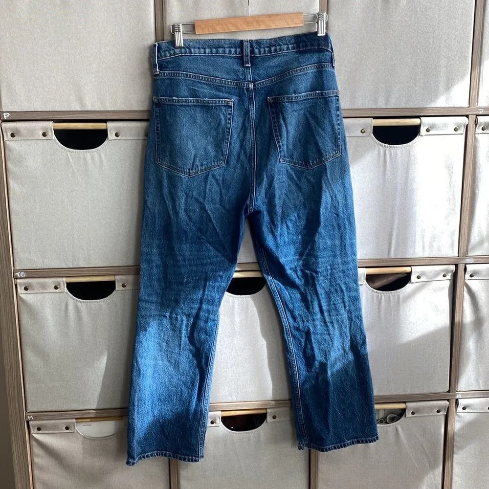 Etica high rise button flap straight leg crop Blue Size 31 - Image 4