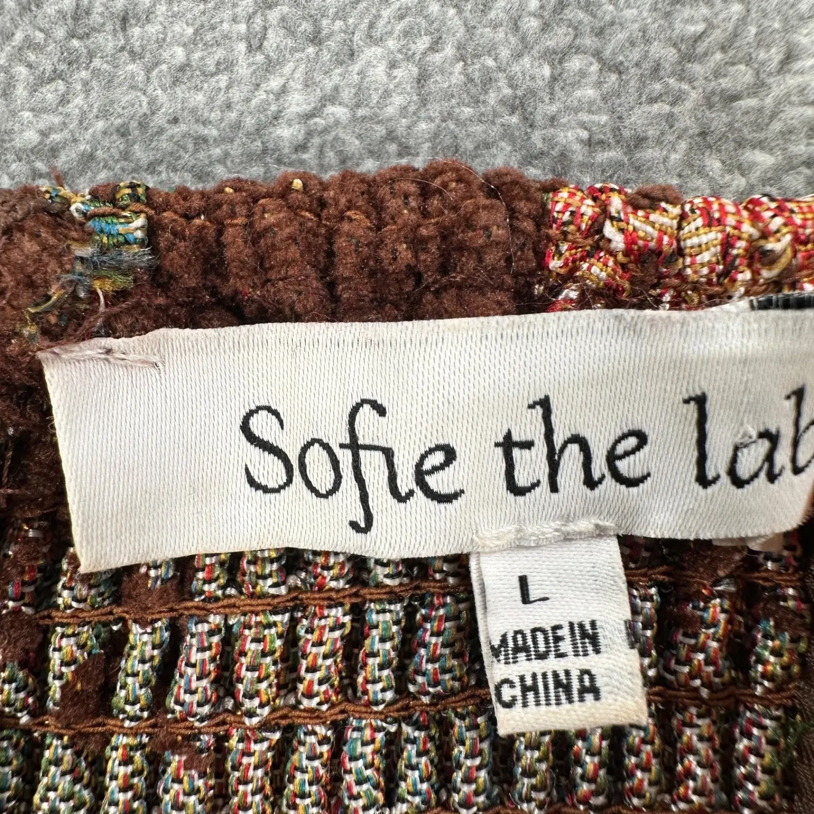 Sofie the Label Puff Sleeve Mini Dress Brown Floral Women's Large Square Neck - Image 7