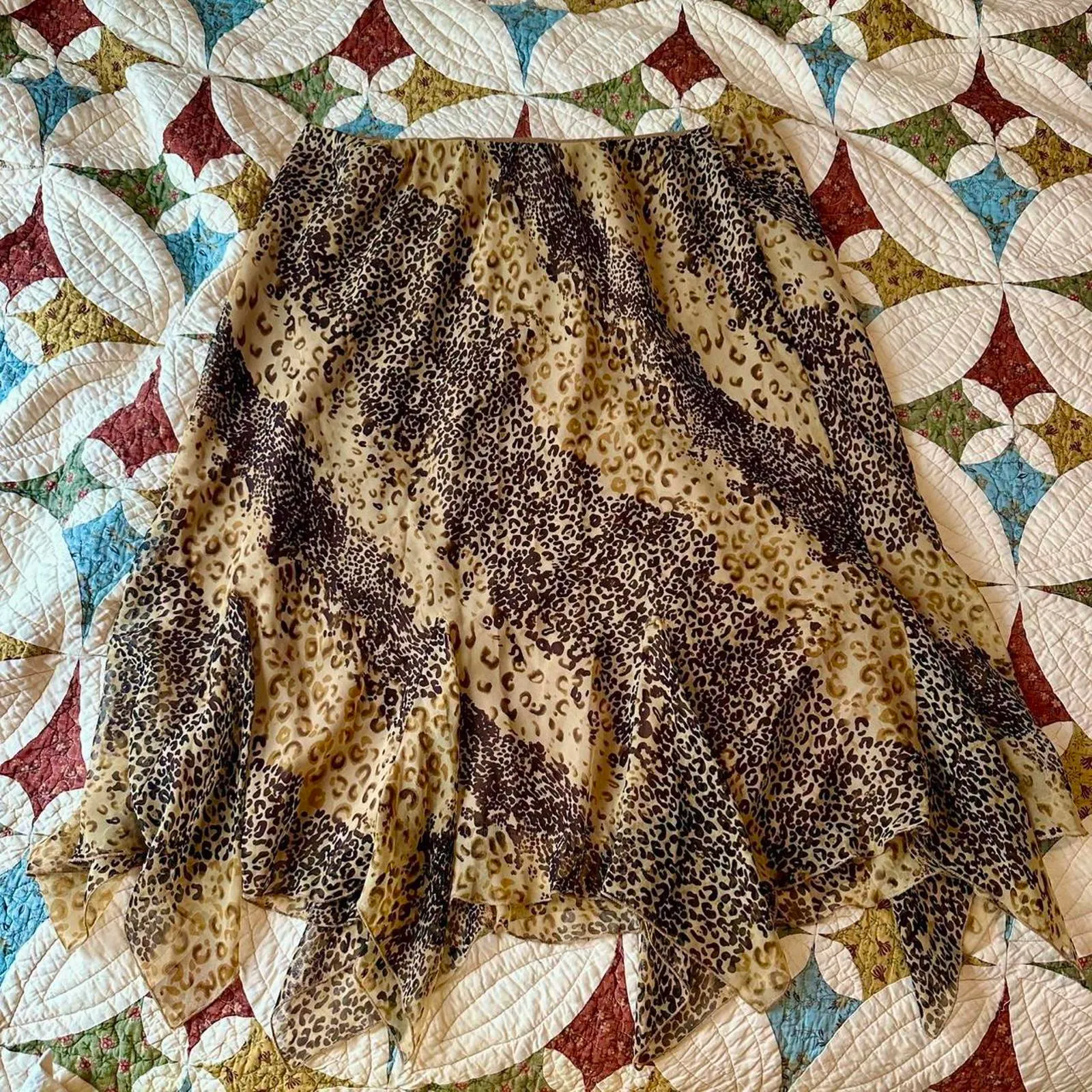 Vintage Y2K CATO leopard print fairycore midi skirt with ruffle hem - Image 4