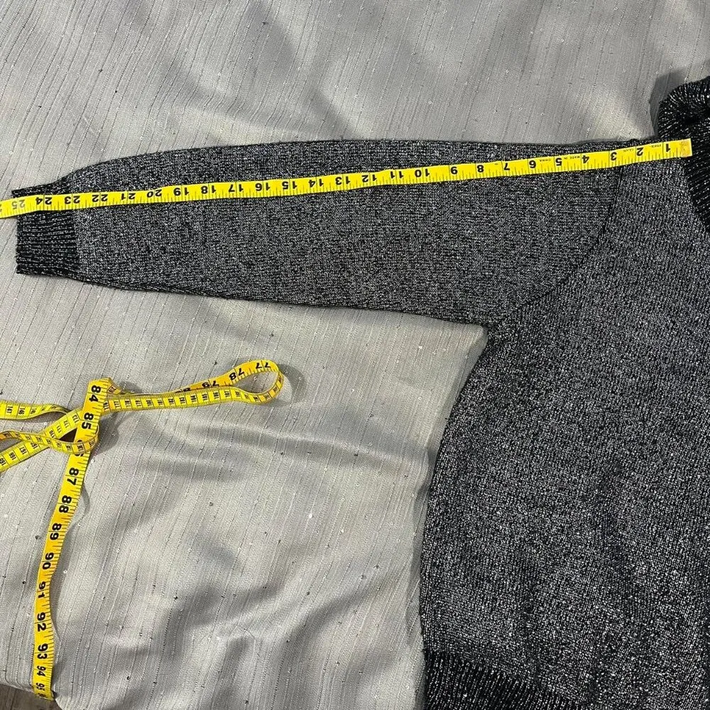 Vintage BFA Classics Metallic Shimmery Silver & Black Turtle Neck Sweater Size M Size M - Image 8