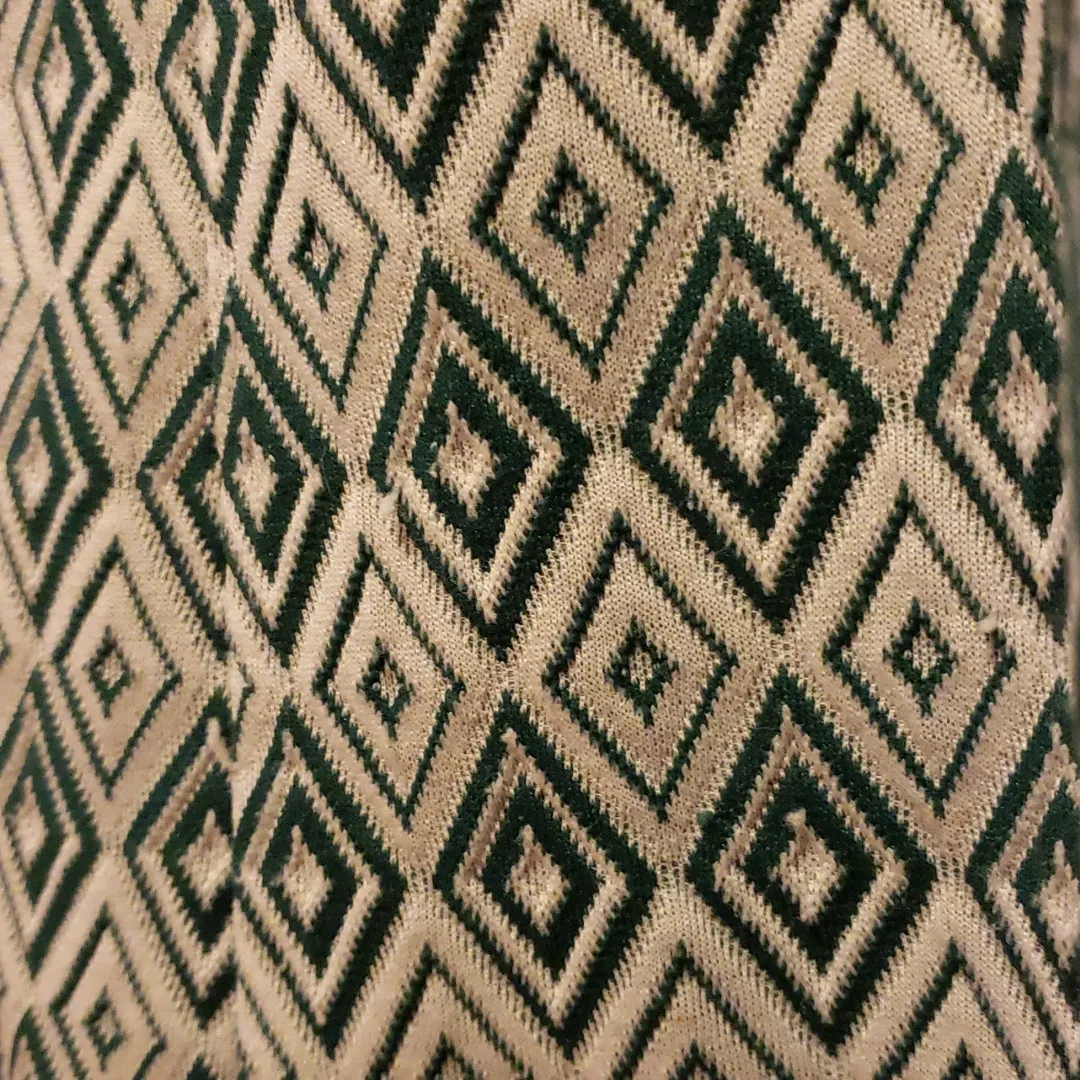 Vintage green & white geometric diamond print mod dress (see measurements) Size L - Image 10