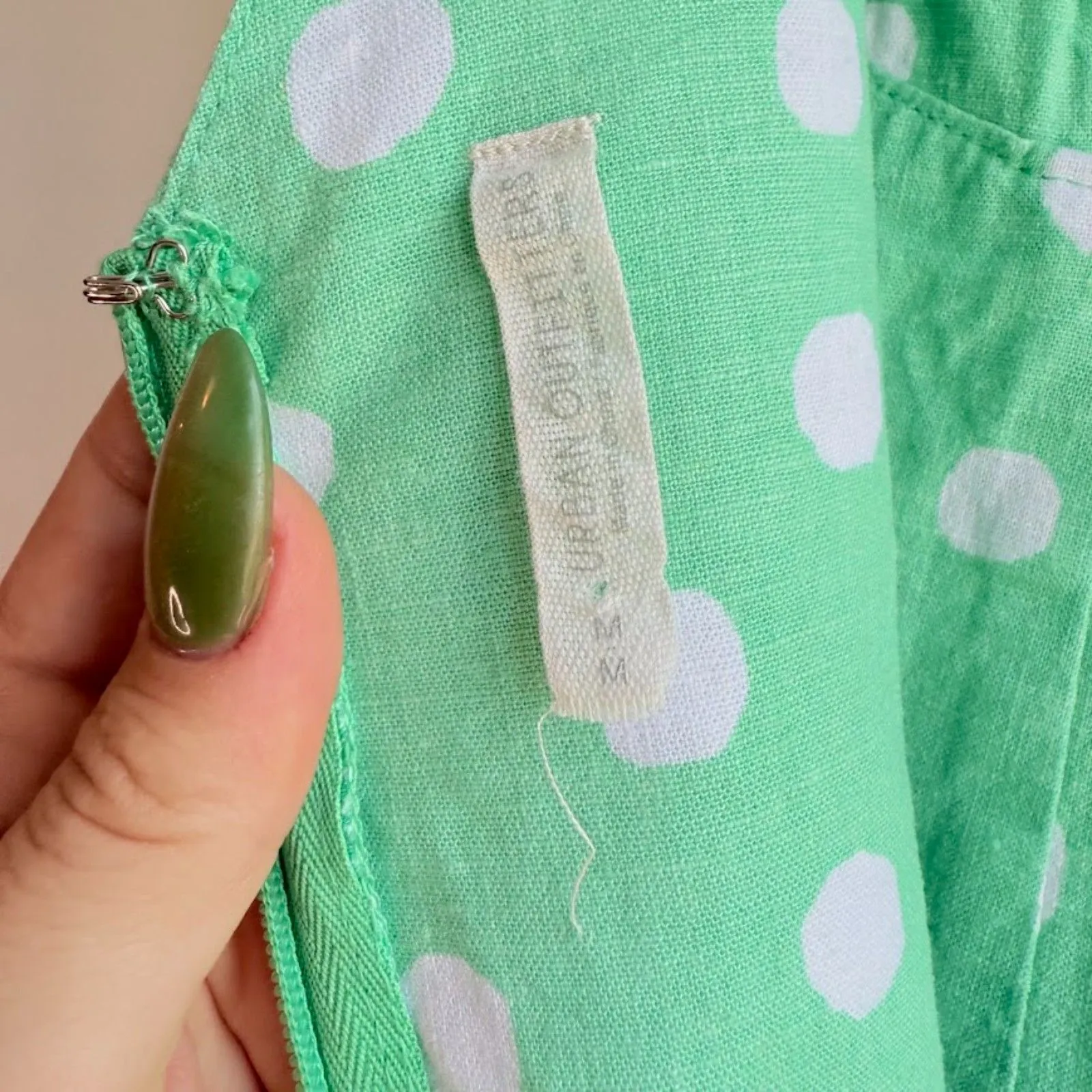 Urban Outfitters Dolce Vita Linen Blend Midi Dress in Green & White Polka Dots M - Image 10