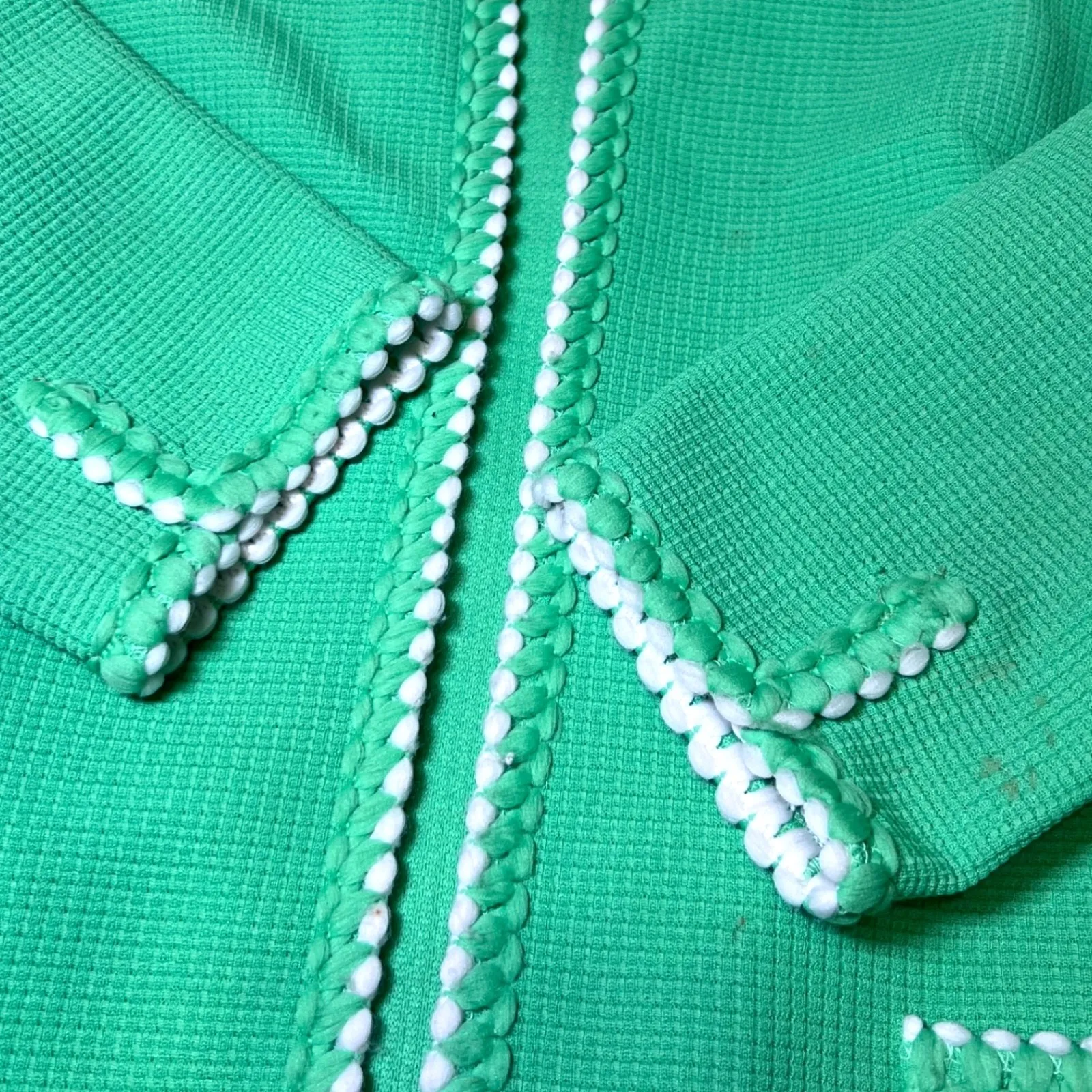 Butte Knit Buttelene Vintage Blazer Cardigan Womens Medium Green Textured Open - Image 7