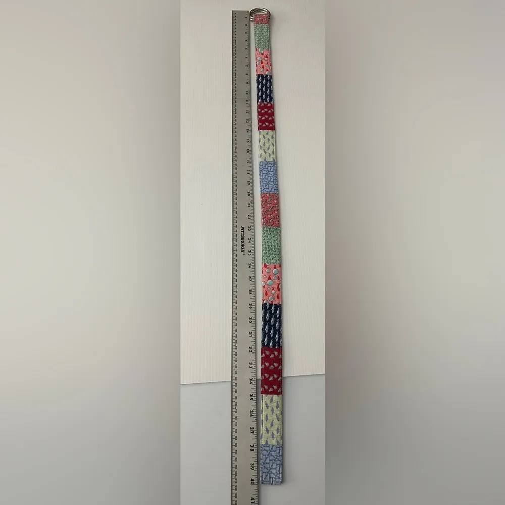 Vineyard Vines Patchwork Belt Whale Lacrosse Cocktails Beachy Size M D-Ring - Image 10