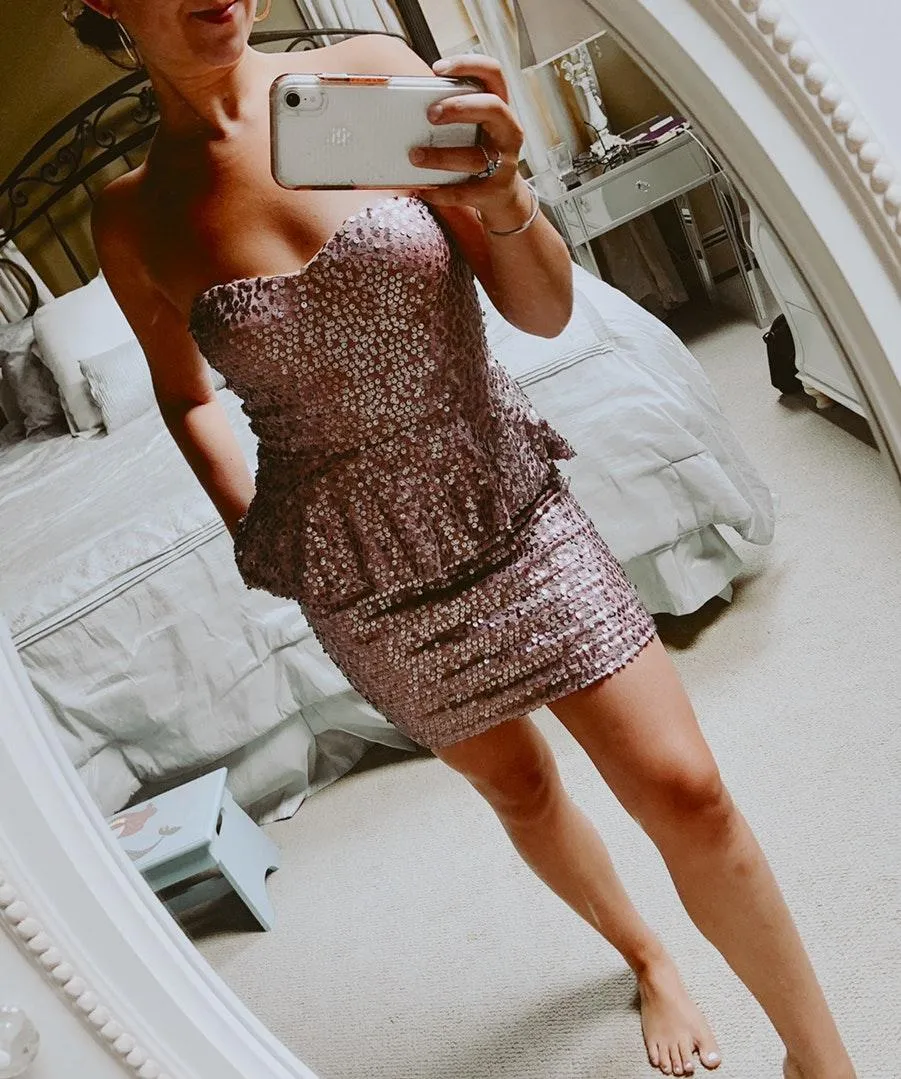 Arden B Blush Sequin Peplum Mini Dress - Image 4