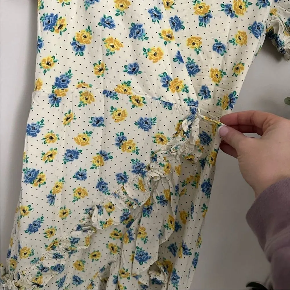Anthropologie Lost &‎ Wander mama Mia midi wrap flower dress in cream xs Yellow - Image 8