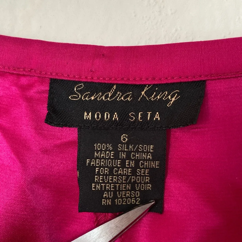 Sandra King Magenta 100% Silk Women's Pants size 6 - Image 8
