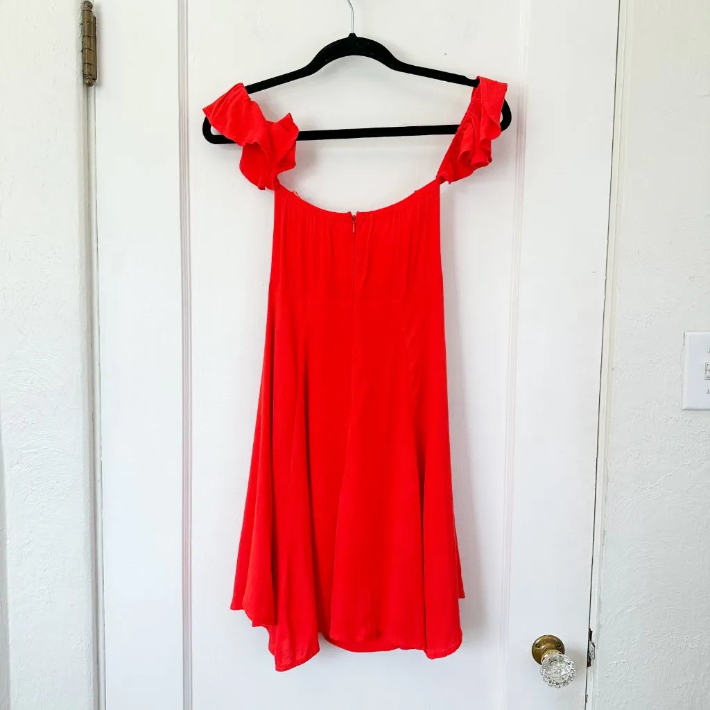 ASTR The Label | Rosaria Off the Shoulder Mini Sundress Dress in Red Size Small‎ - Image 4