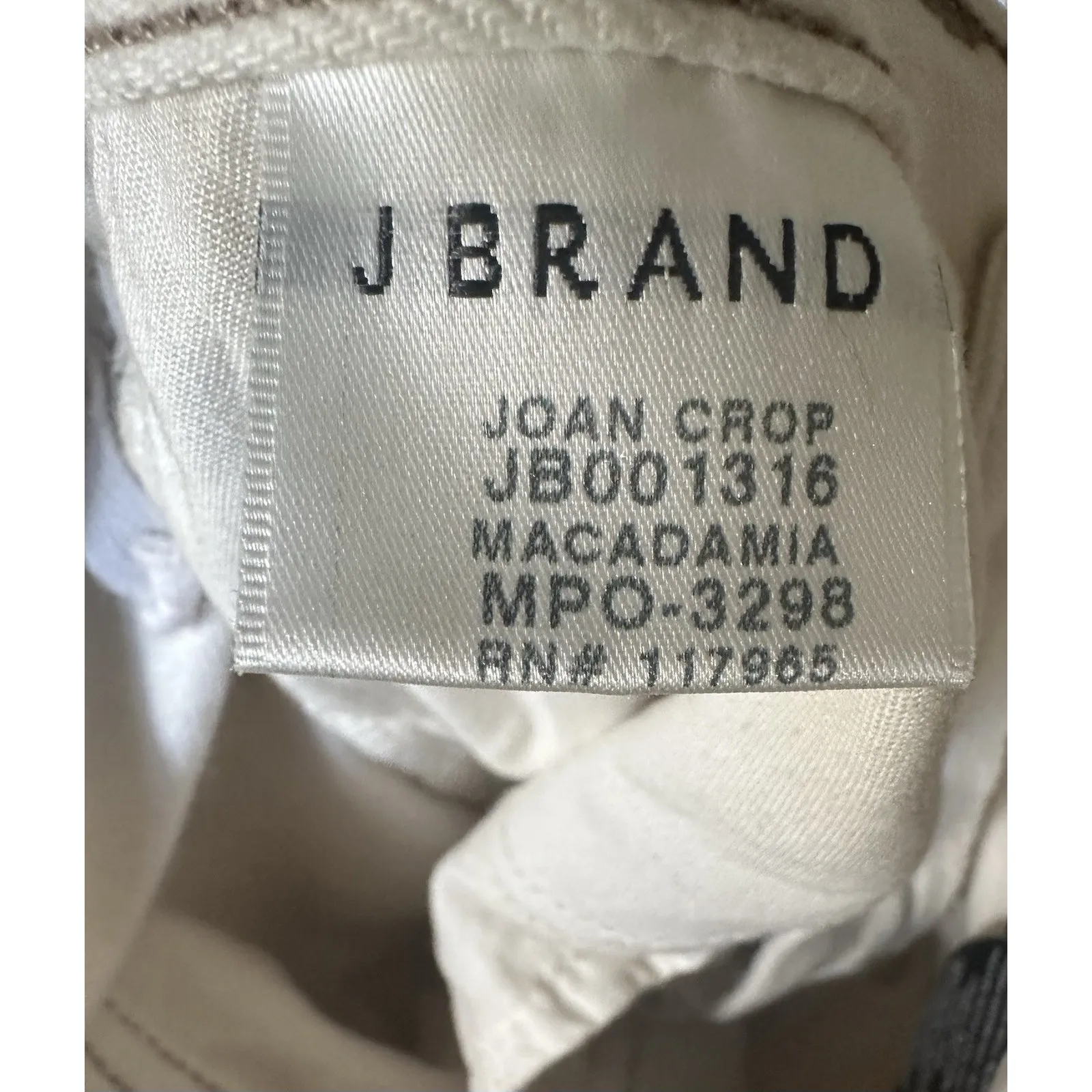 J Brand Joan Crop Jeans Women's Size 24 White Macadamia Frayed Hem Straight Leg - Image 9