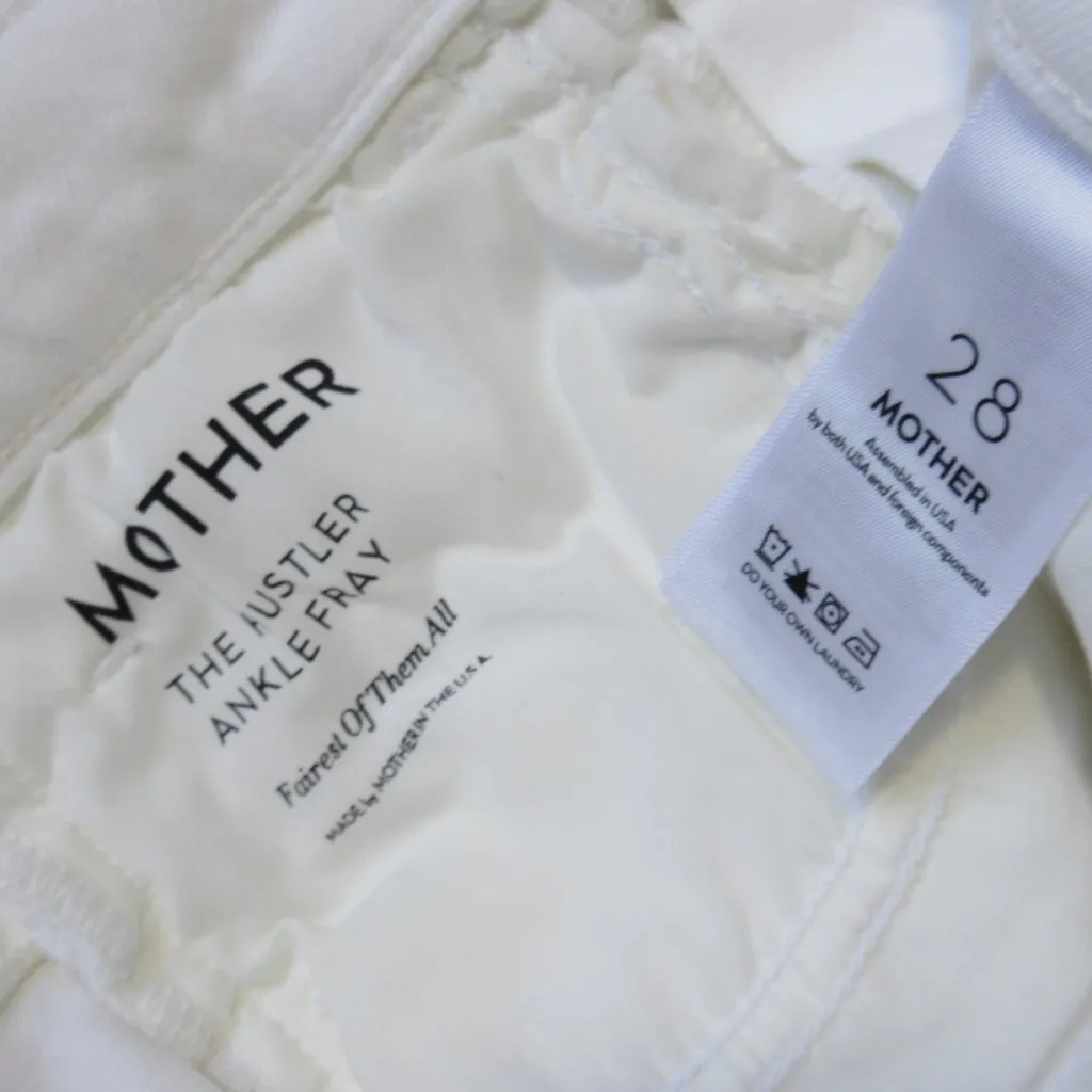 NWT Mother Hustler Ankle Fray in Fairest Of Them All White Stretch Crop Jeans 28 - Image 8