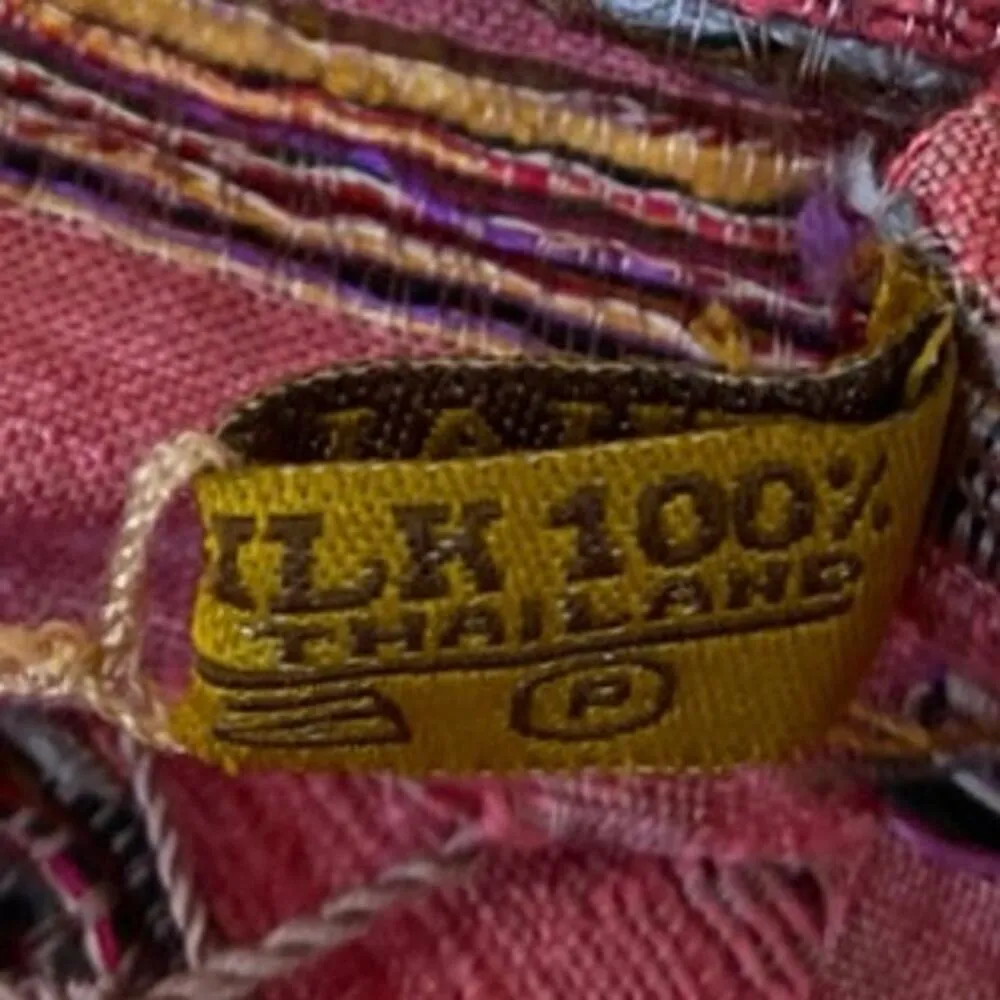 NEW Shinawatra Red Multicolor Striped 100% Silk Fringe Shawl Wrap Scarf OS - Image 4