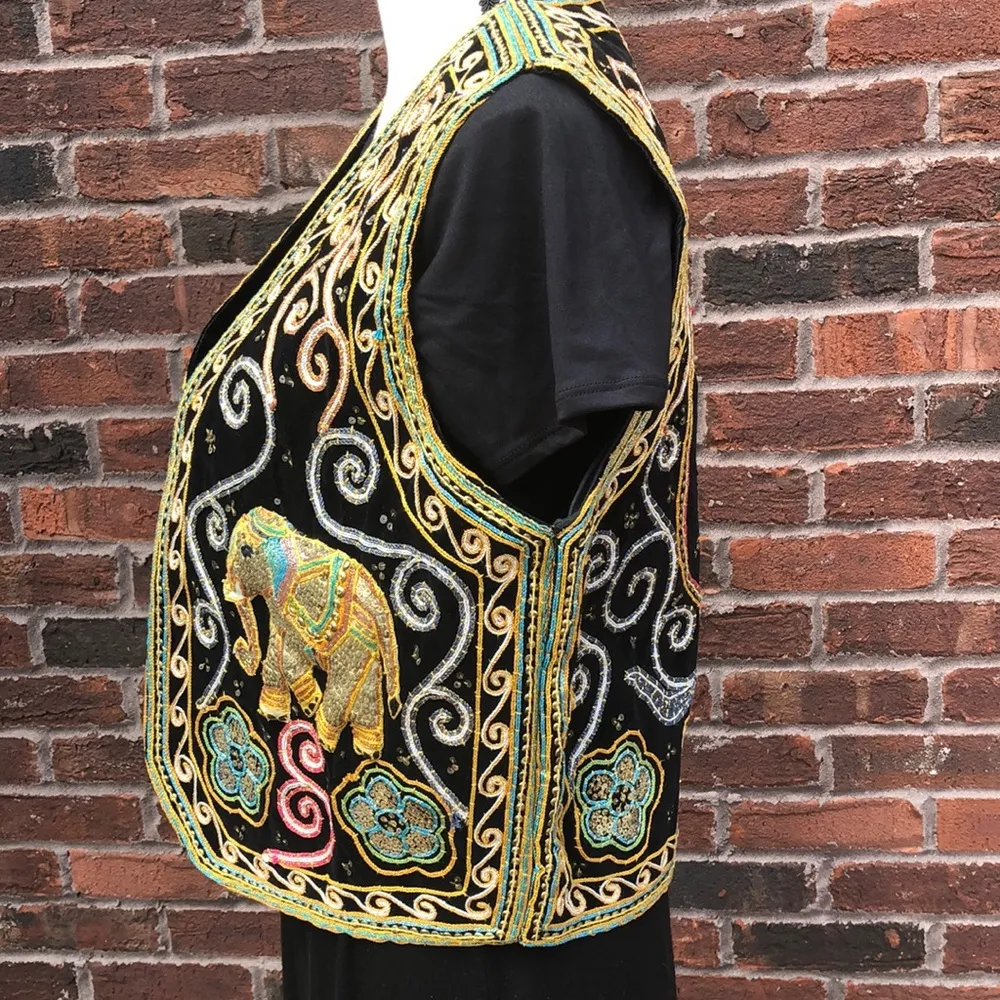 Boho Carol Horn tapestry Sequin Elephant Black Size undefined - Image 3