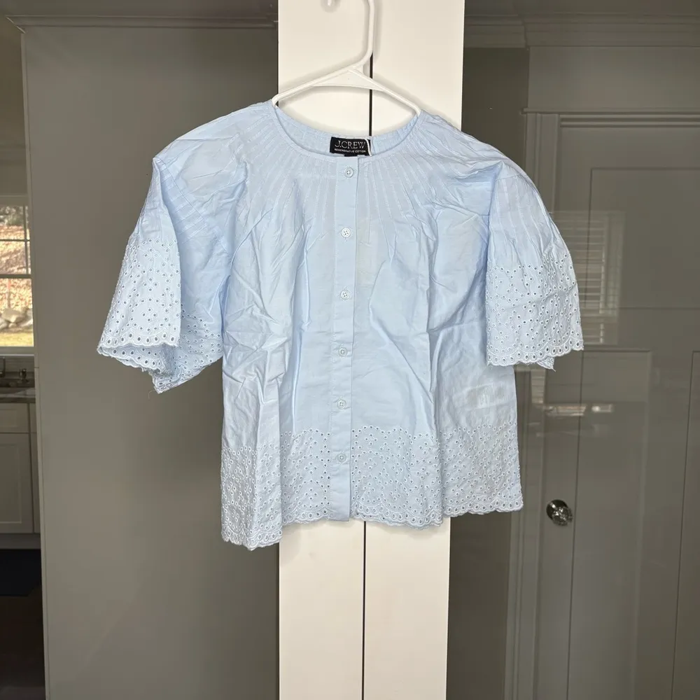 NWT J. Crew Jolie Top Eyelet Cotton Poplin Fresh Air Blue - Image 2