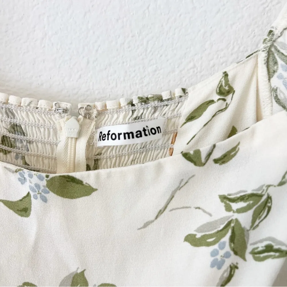 Reformation Bristol Dress in Citron Lemon Floral White Size XL - Image 3