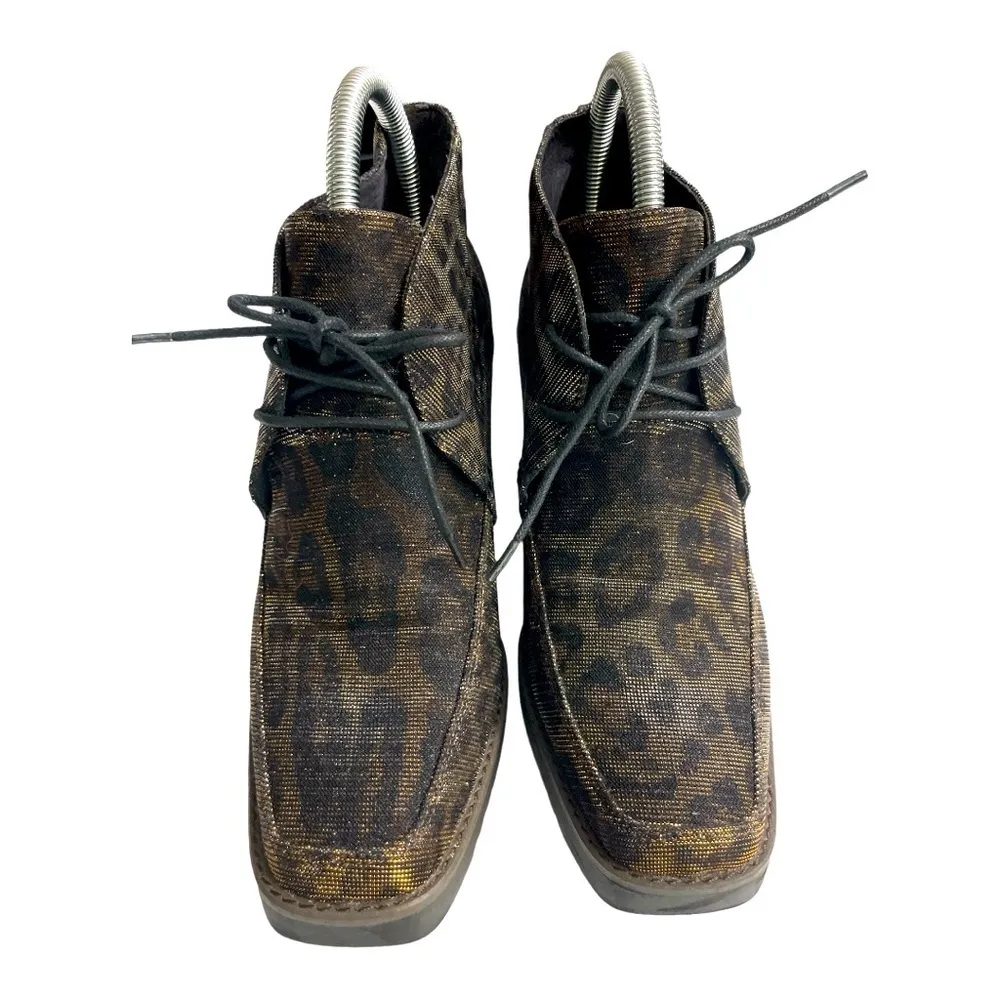 Donald J Pliner Dakota Ankle Boot Leopard Animal Gold Black Glitzy Bootie size 9 Brown - Image 2