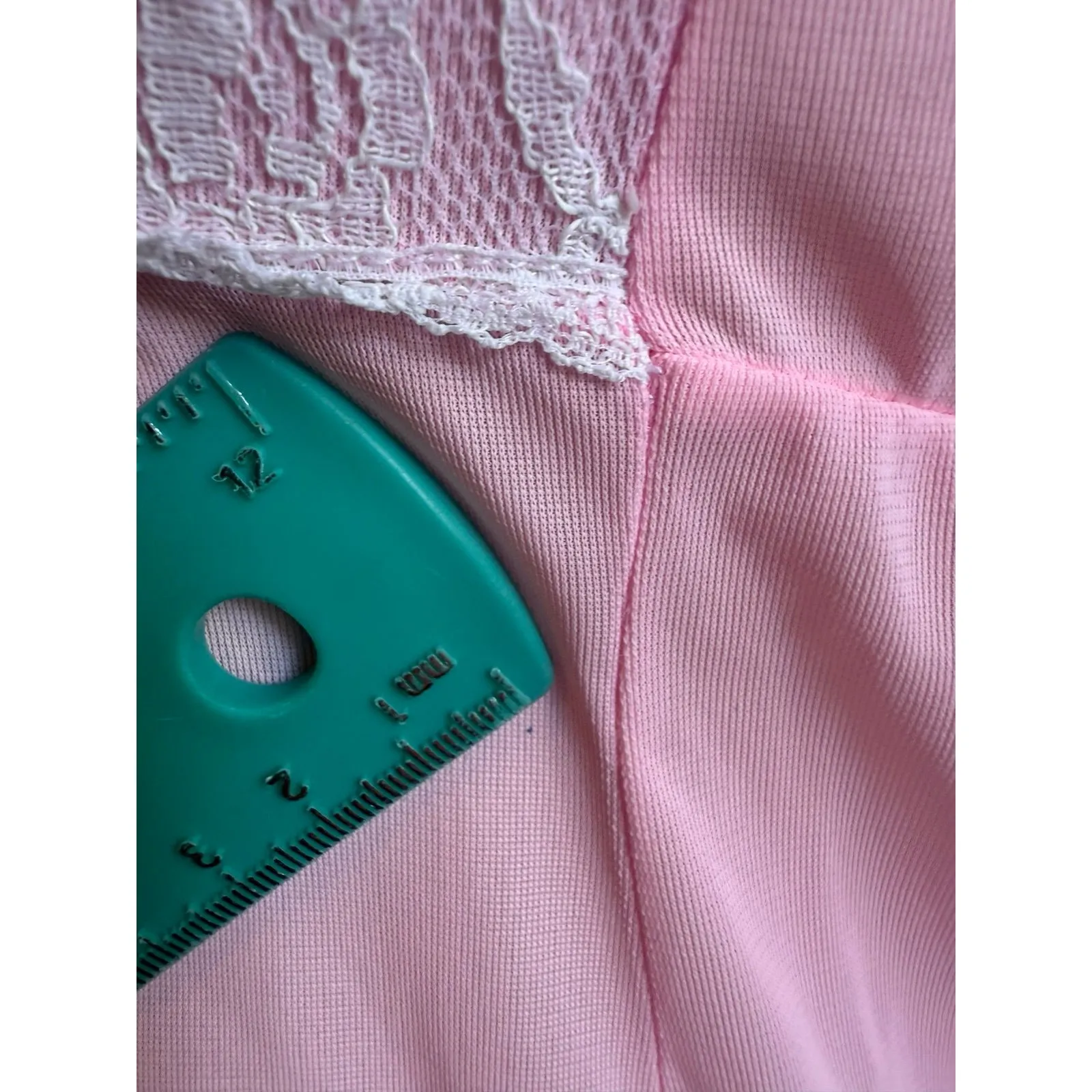 Vintage bubble gum pink night gown with lace details romantic cottage core retro - Image 4